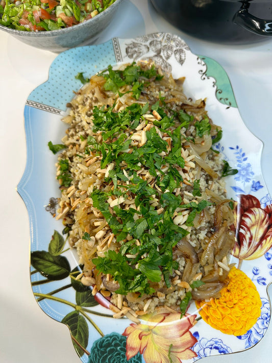 مجدره برغل بأقل زيت